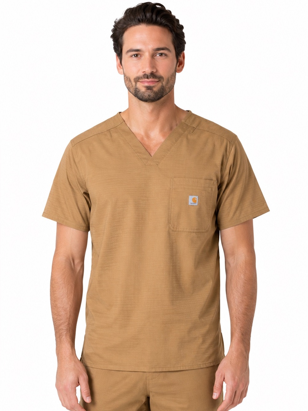 Carhartt Rugged Flex Ripstop Modern Fit Scrub Top Men’s Small Dijon Brown C16418